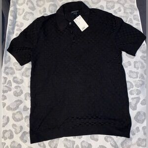 H&M Textured Black Polo Shirt